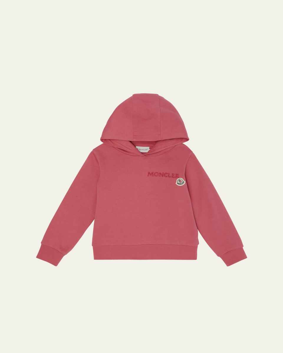 Girl's Embroidered Logo Applique Hoodie, Size 8-10